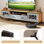 Móvel de TV até 80 Polegadas com 2 Gavetas e Compartimentos 180,5x35x46cm Natural — foto 7