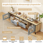 Móvel de TV até 80 Polegadas com 2 Gavetas e Compartimentos 180,5x35x46cm Natural — foto 8