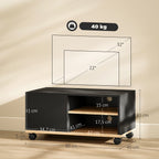 Móvel de TV com Rodas Mesa de TV Móvel até 42 Polegadas com 1 Porta 2 Compartimentos Abertos Prateleira Ajustável para Sala de Estar 80x45x41 cm Preto — foto 3