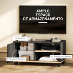 Móvel de TV com Rodas Mesa de TV Móvel até 42 Polegadas com 1 Porta 2 Compartimentos Abertos Prateleira Ajustável para Sala de Estar 80x45x41 cm Preto — foto 4