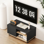 Móvel de TV com Rodas Mesa de TV Móvel até 42 Polegadas com 1 Porta 2 Compartimentos Abertos Prateleira Ajustável para Sala de Estar 80x45x41 cm Preto — foto 7