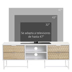 Móvel de TV de até 47 Polegadas Móvel de Sala de Estar Moderno com 4 Gavetas 2 Prateleiras Abertas e Orifício Passa Cabos 120x39x48cm Branco e Carvalho — foto 4