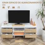 Móvel de TV de até 47 Polegadas Móvel de Sala de Estar Moderno com 4 Gavetas 2 Prateleiras Abertas e Orifício Passa Cabos 120x39x48cm Branco e Carvalho — foto 5