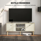 Móvel de TV para Televisores de até 50 Polegadas Móvel de Sala de Estar Moderno com 2 Gavetas de Tecido 2 Prateleiras Abertas e Orifício Passa Cabos 110x29x46,5 cm Madeira Clara e Bege — foto 4