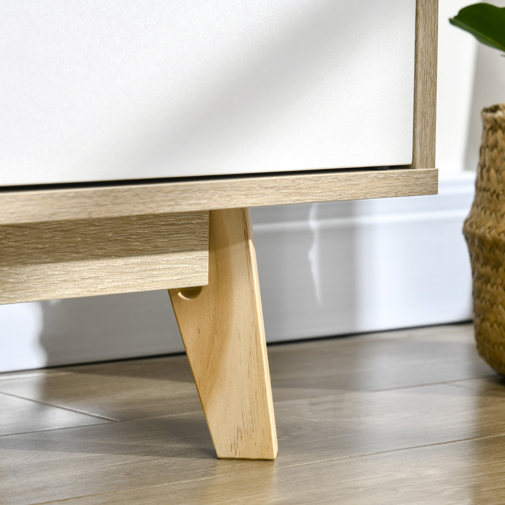 Móvel de TV para Televisores de até 55 Polegadas Móvel de TV Moderna com 2 Gavetas 2 Prateleiras Abertas e Prateleira Interior Ajustável para Dormitórios 120x40x55cm Madeira e Branco — foto 8