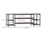 Móvel de TV para Televisores de até 65 Polegadas Armário para TV com 6 Prateleiras Abertas para Dormitório Estilo Industrial 140x40x50cm Marrom e Preto — foto 3