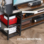 Móvel de TV para Televisores de até 65 Polegadas Armário para TV com 6 Prateleiras Abertas para Dormitório Estilo Industrial 140x40x50cm Marrom e Preto — foto 4