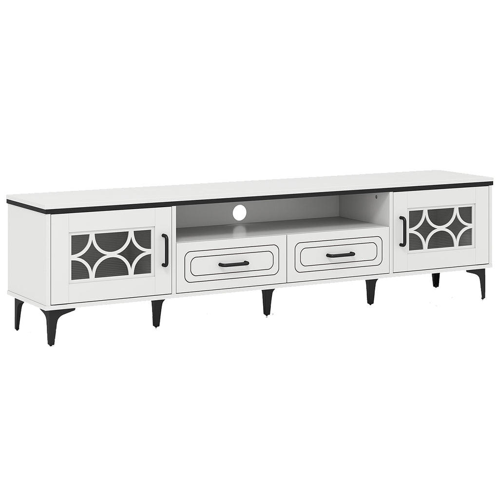 Móvel para TV até 80 polegadas com 2 gavetas, 2 compartimentos com porta e prateleira 180,5 x 35 x 46 cm branco — foto 2