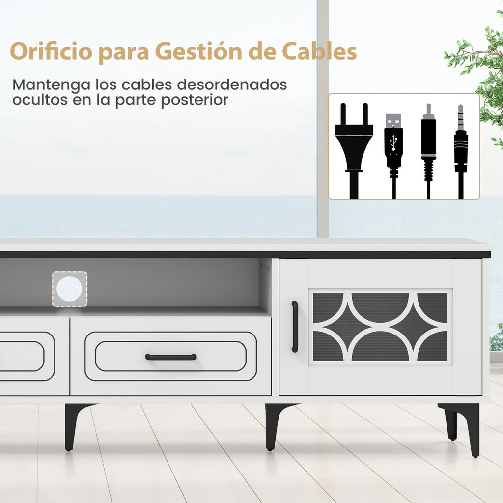 Móvel para TV até 80 polegadas com 2 gavetas, 2 compartimentos com porta e prateleira 180,5 x 35 x 46 cm branco — foto 6