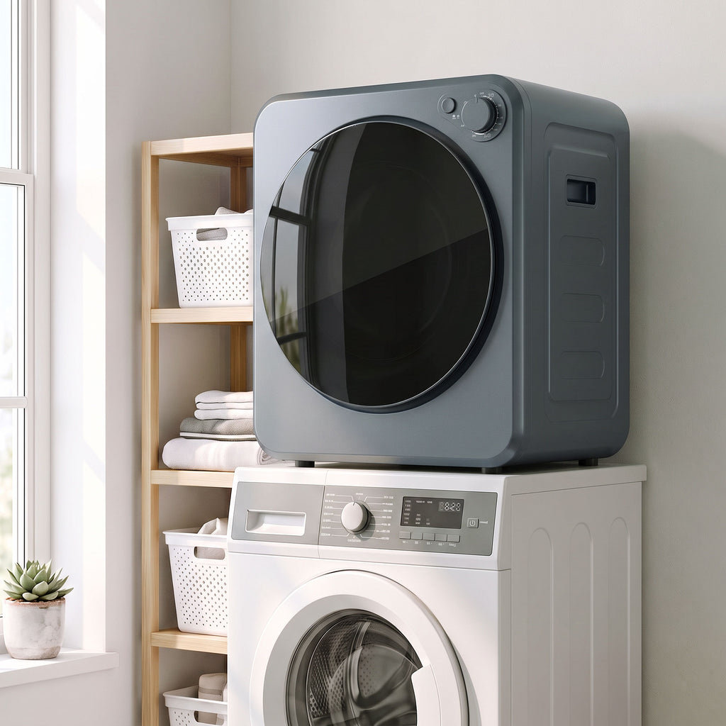 Mini Secadora de Roupas 4 kg com 5 Programas até 60 ℃ 800 W/400 W Secadora de Exaustão com Tambor em Aço Inox Cinza — imagem 4