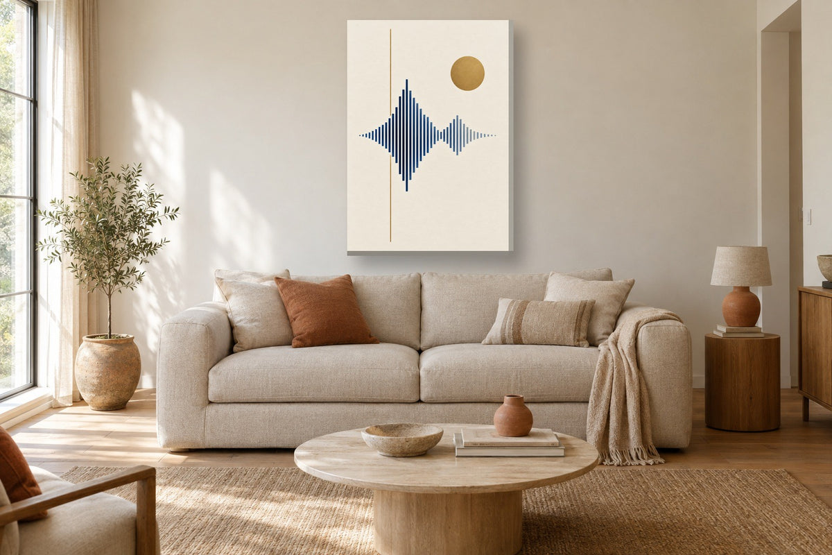 Ondas sonoras · Minimalista · quadro música — musica_objetos-ondas-sonoras-minimal_ver_70x100_sala