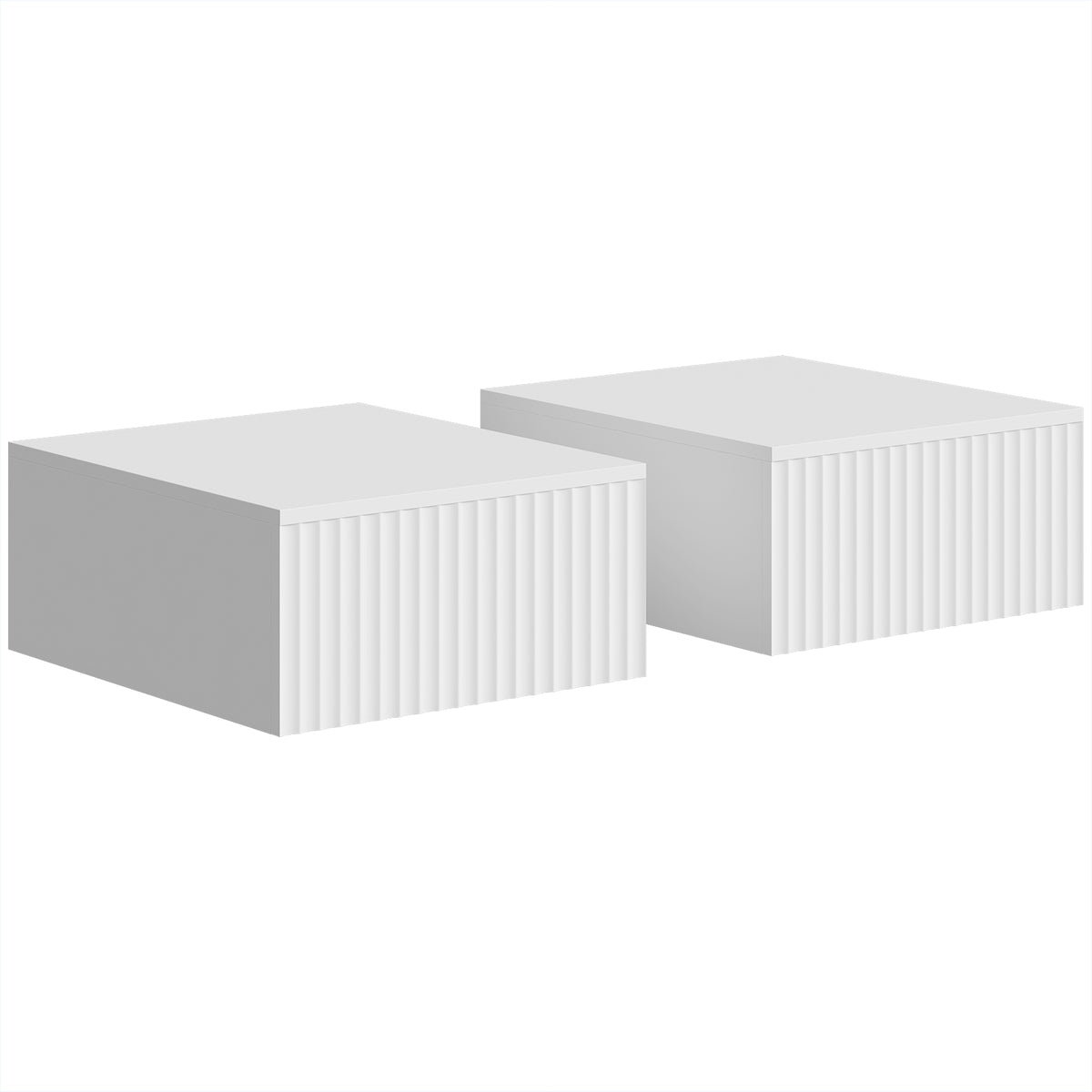 Conjunto de 2 Mesas de Cabeceira de Parede, Mesas de Cabeceira Suspensas com Gavetas, Estilo Moderno, 40 x 35 x 17 cm, Branco — foto 1