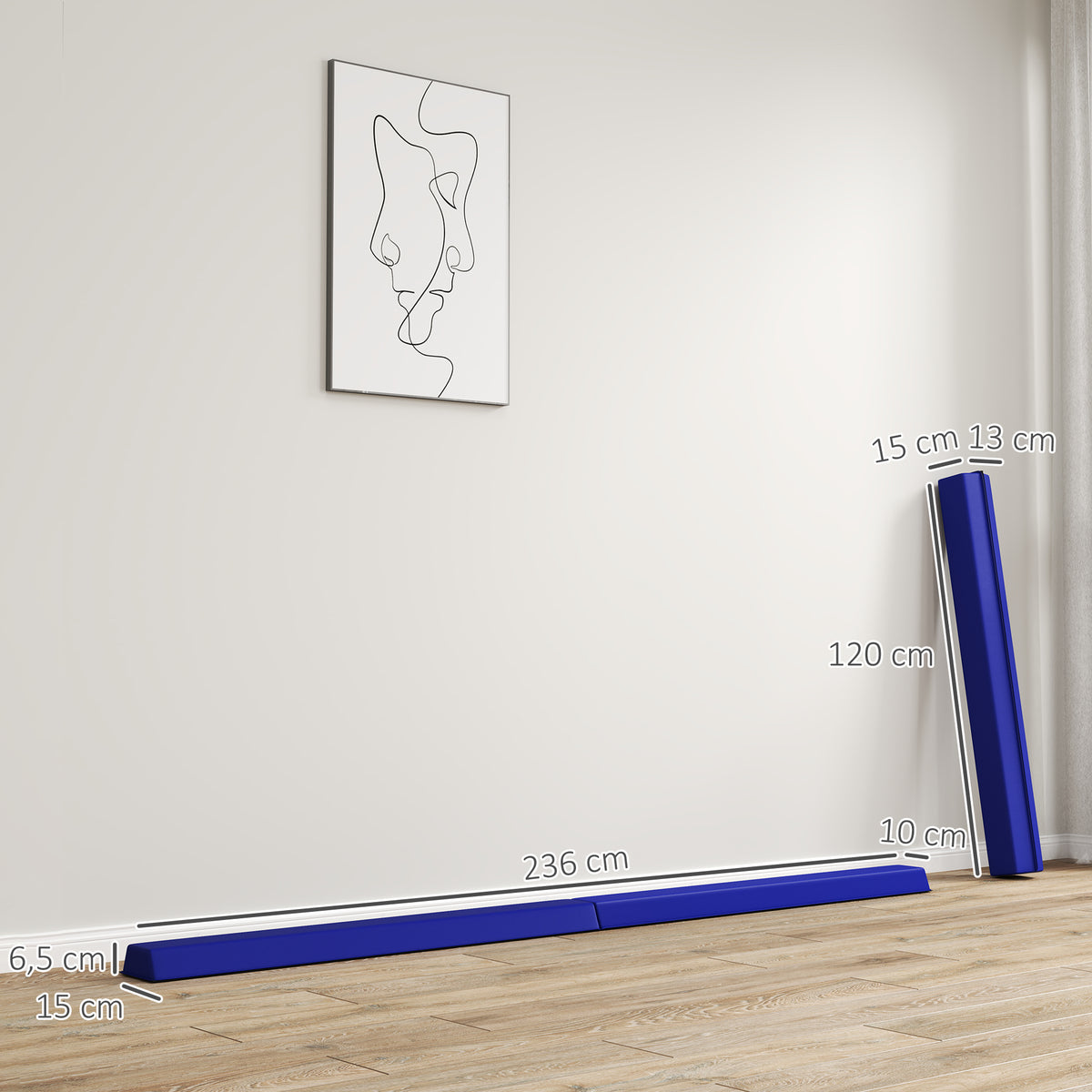 Trave de equilíbrio 2,4 m, dobrável, base antiderrapante, para 3+ anos, até 80 kg, Azul — foto 2