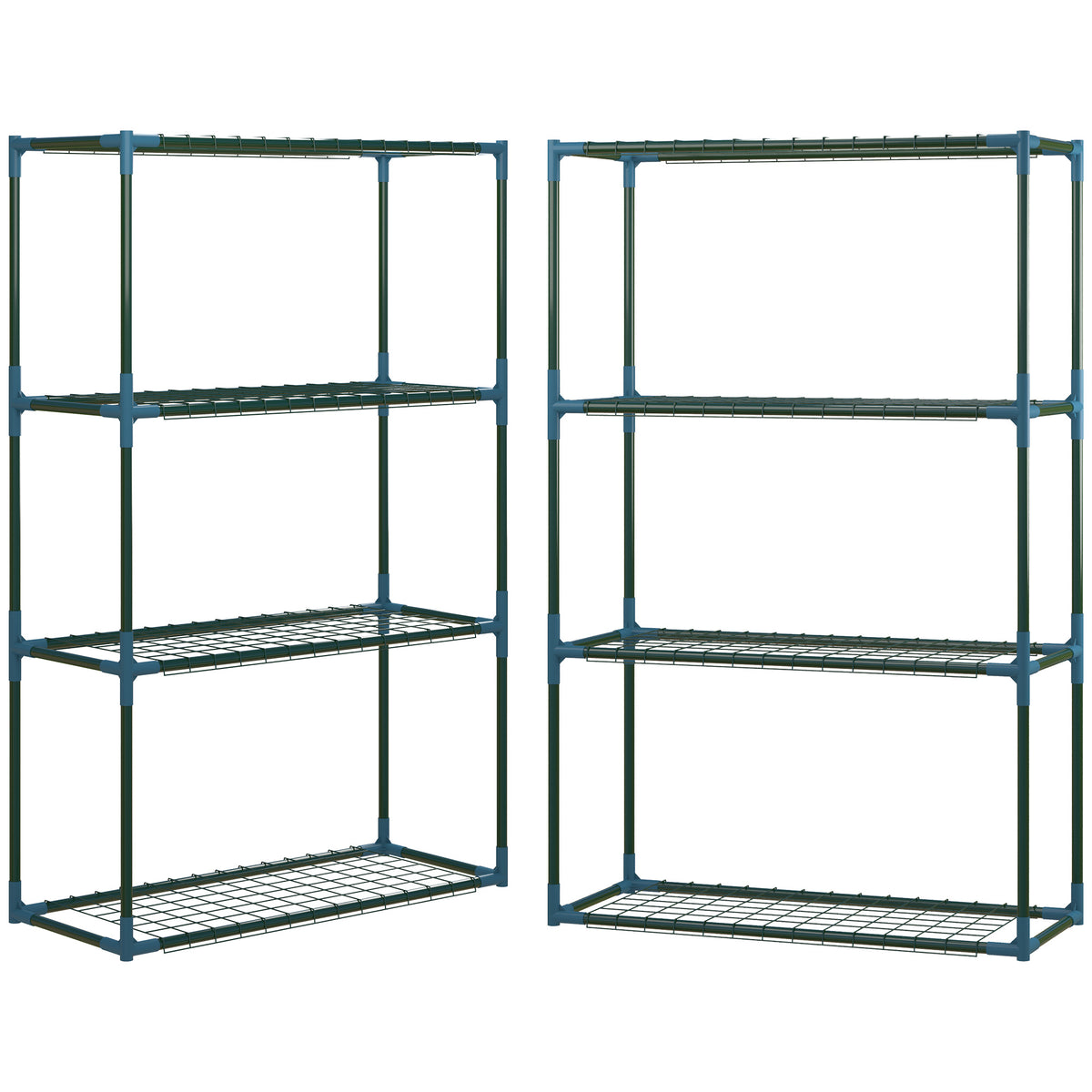 Conjunto de 2 Estantes de Flores em aço 4 Níveis Interior e Exterior, suporte para plantas 70 x 27 x 110 cm, verde — foto 1