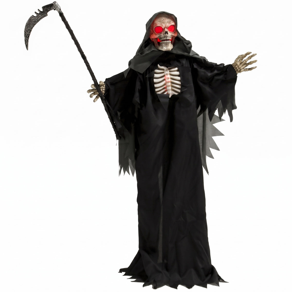 170 cm Decoração de Ceifador Animada para Halloween com Ativação por Som e Toque Olhos e Peito Iluminados — foto 1