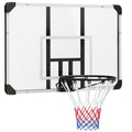 Tabela de Basquetebol de Parede com Aro, Rede e Estrutura em Aço para Exterior, 113x61x73 cm, Branco e Preto — foto 1
