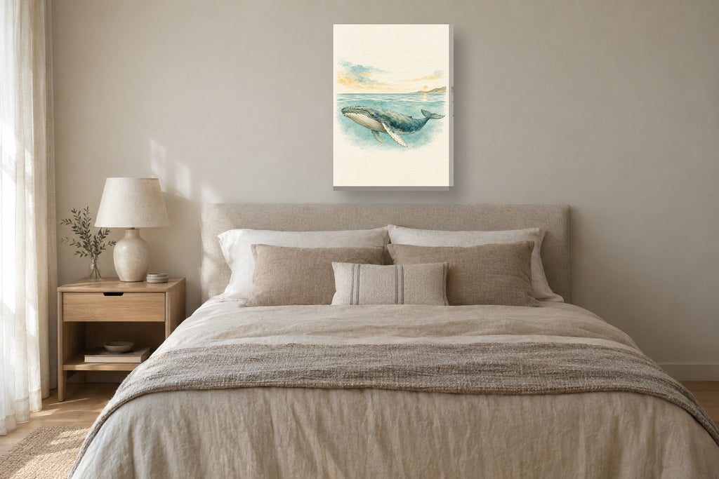 Baleia · Aguarela · quadro náutico — nautico-baleia-aguarela_ver_50x70_quarto
