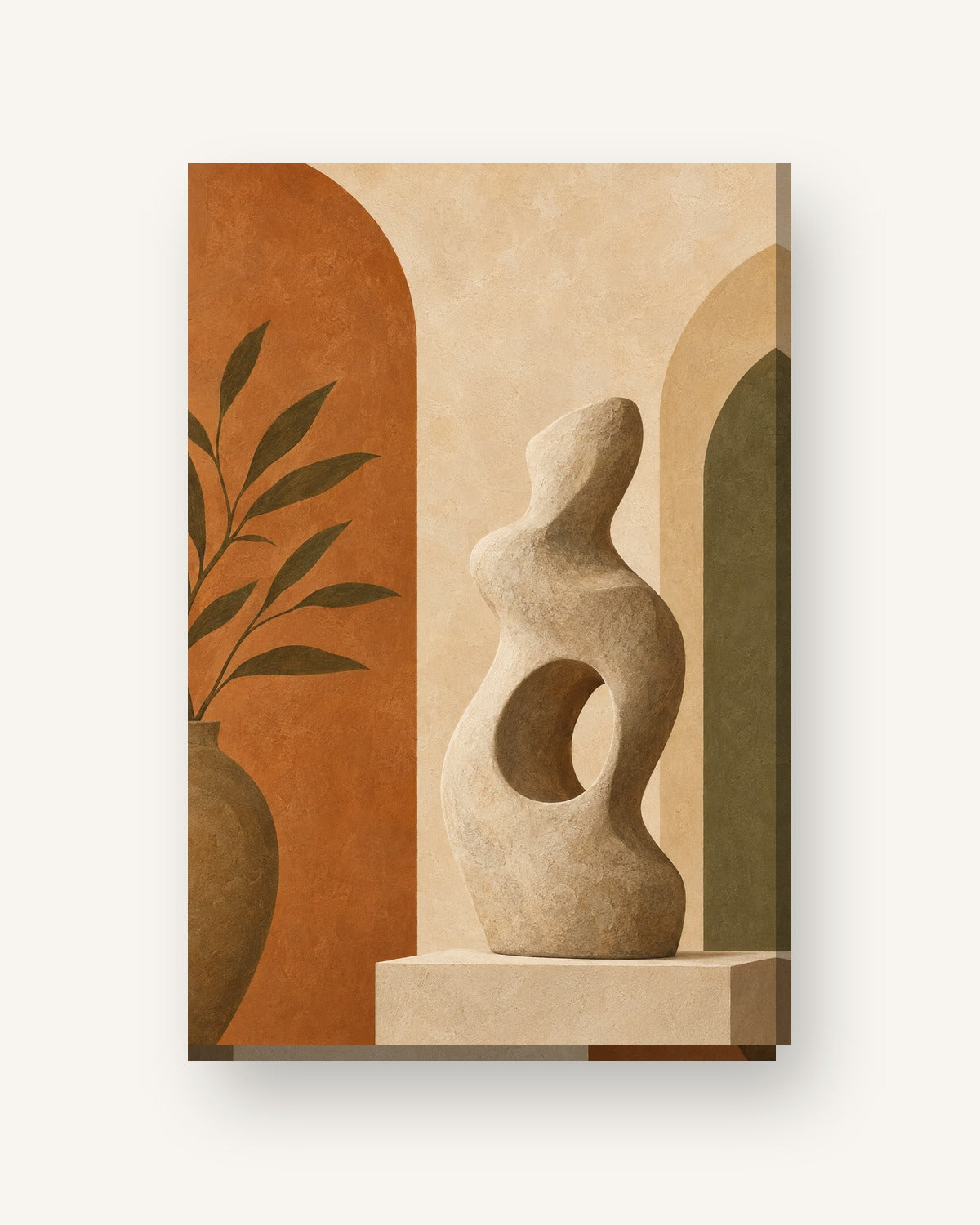 Escultura · Boho · Quadro em tons neutros — neutro-escultura-boho_ver_cartao