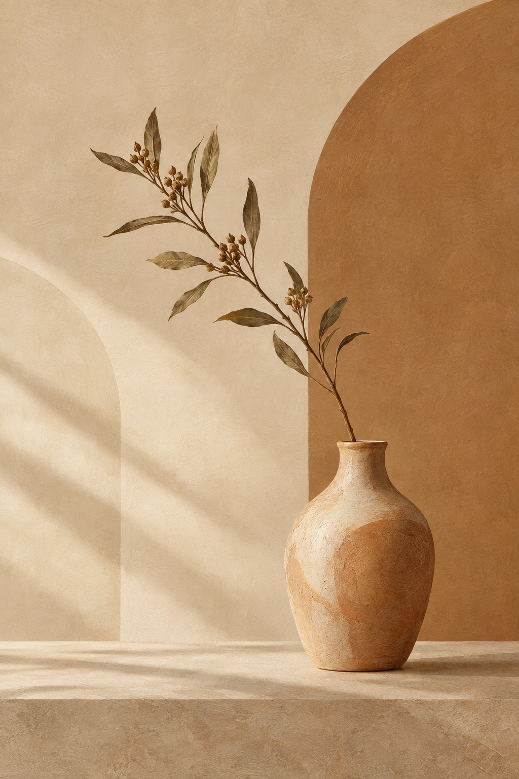 Vaso e ramo · Boho · Quadro em tons neutros — neutro-vaso-e-ramo-boho_ver