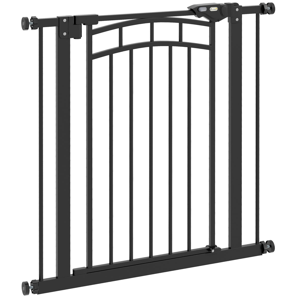 Barreira de segurança para cães barreira de escada extensível dupla trava 74-80 x 76 cm preto — foto 1