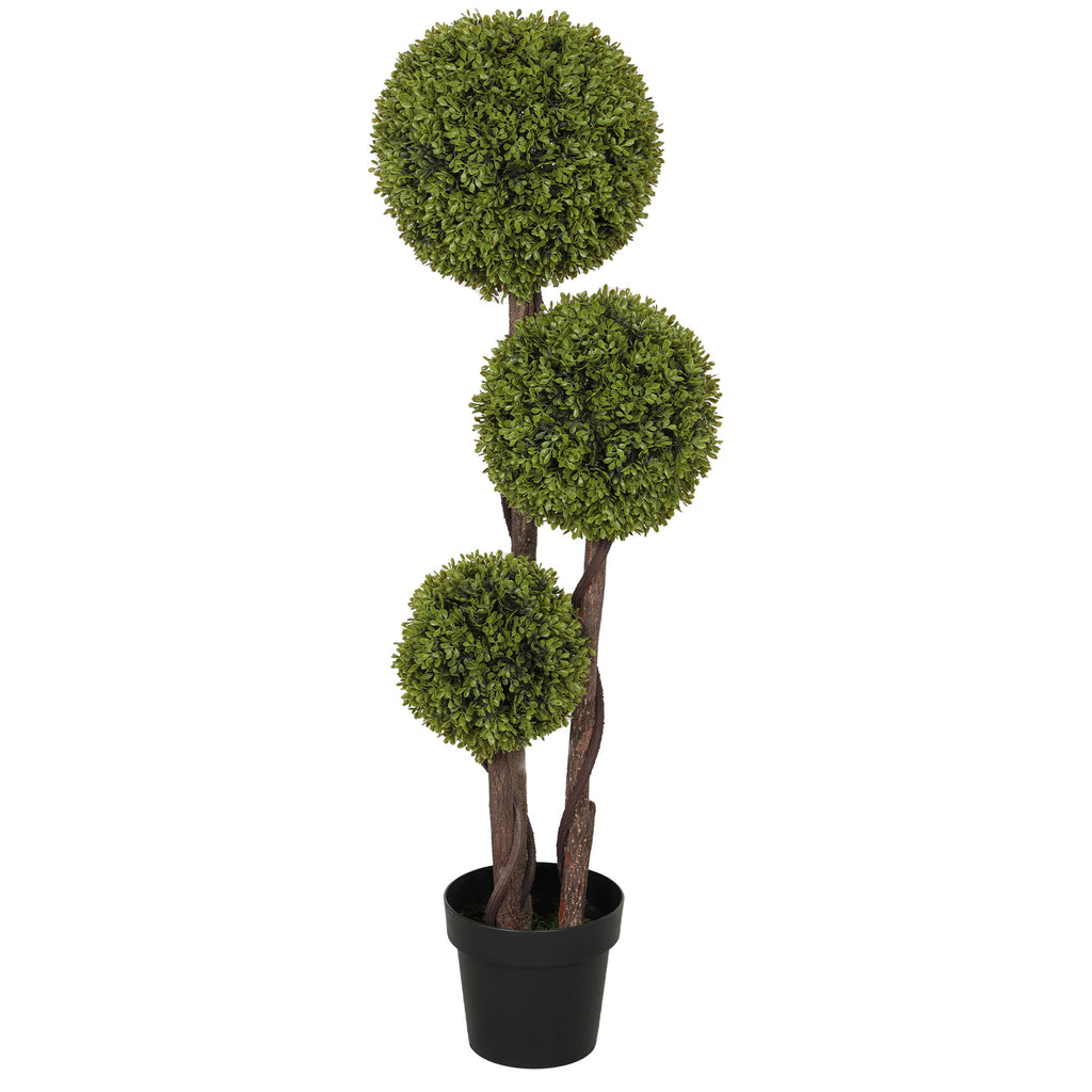 Planta de Buxo Artificial com 3 Esferas com Vaso Incluído e Fundo Reforçado Altura 115 cm — foto 1