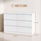 Cómoda 6 Gavetas para Quarto e Sala 100x35x69 cm Branco — foto 2