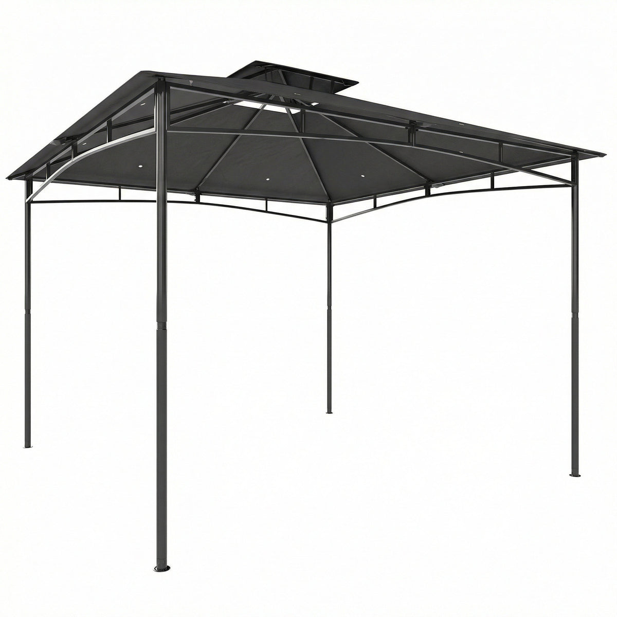 Pérgola 3x3 m Impermeável Estável Resistente ao Inverno Pérgola de Jardim com Estrutura Superior Retrátil Teto Duplo Cinza Escuro — foto 1