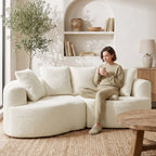 Sofá 3 lugares 207 cm Cloud Sofa com Chenille-Optik, 4 almofadas decorativas para quarto, montagem sem ferramentas, creme branco — imagem 6