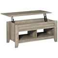 Mesa de Centro com Tampo Elevável Mesa de Sala com Prateleiras e Compartimento Oculto 105x50x49-62,5 cm Carvalho Claro — foto 1