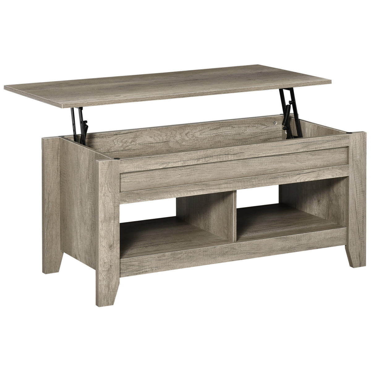 Mesa de Centro com Tampo Elevável Mesa de Sala com Prateleiras e Compartimento Oculto 105x50x49-62,5 cm Carvalho Claro — foto 1