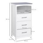 Móvel de Casa de Banho com Pés Móvel de Arrumação com 3 Gavetas e 1 Prateleira 40x33x80 cm Branco — foto 2