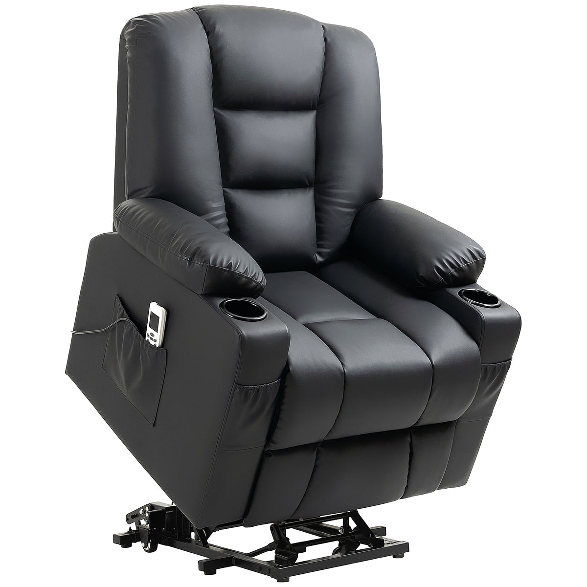 Poltrona Relax com Auxílio de Elevação USB Função de Massagem Couro Sintético até 150 kg 90x98x102 cm Preto — foto 1