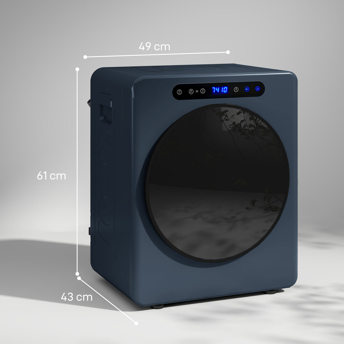Secadora com Exaustão 5 kg Secadora de Carregamento Frontal Compacta Autônoma 1000 W com Tambor em Aço Inoxidável Temporizador Azul — foto 2