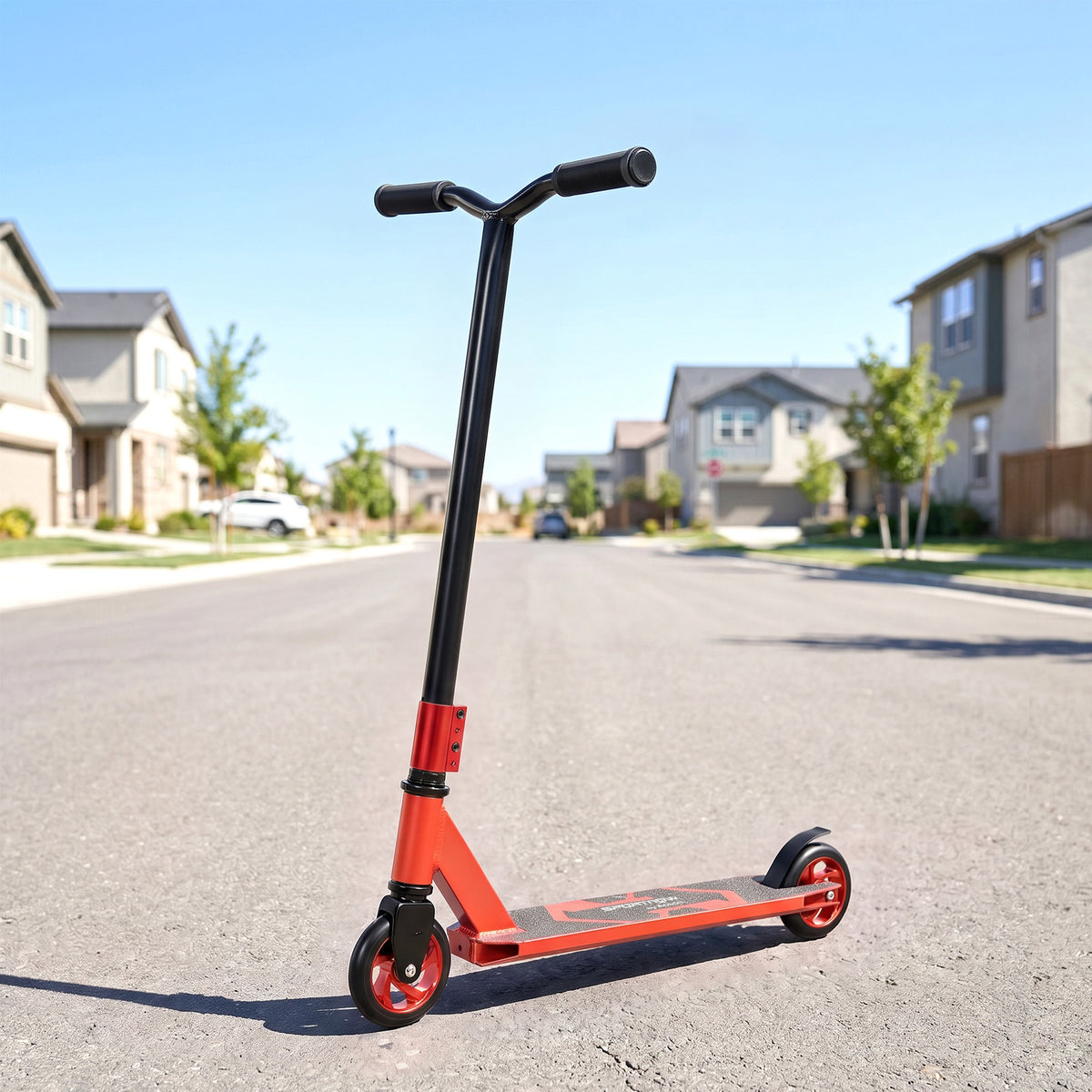 Trotinete Acrobática para Truques com Plataforma em Alumínio, Rolamentos ABEC-7, Rodas de 110 mm e Guiador 360°, Vermelha — imagem 3