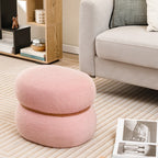 Otoman oval com assento acolchoado rosa e base oval com almofadas antiderrapantes 44 x 35 x 35 cm — foto 1