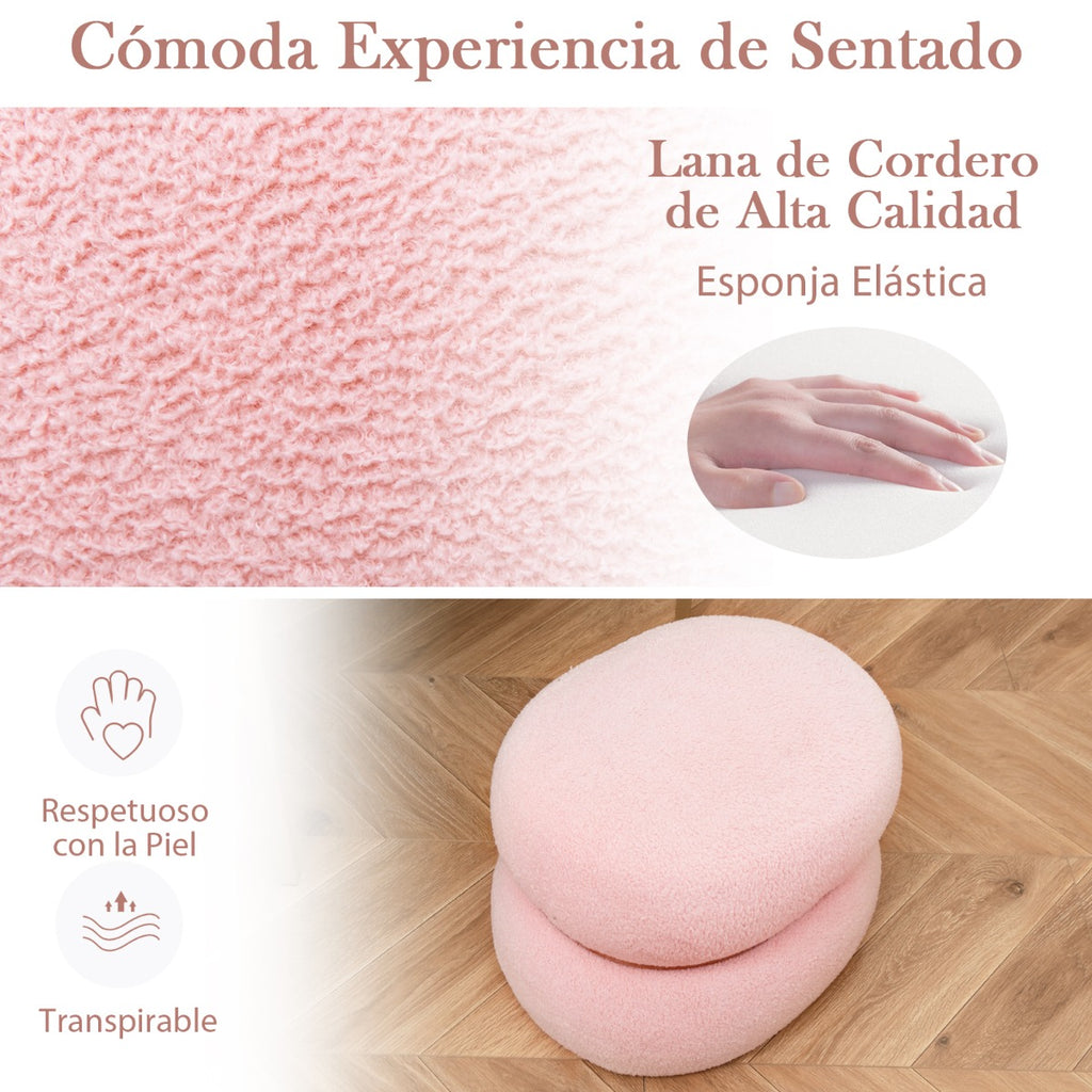 Otoman oval com assento acolchoado rosa e base oval com almofadas antiderrapantes 44 x 35 x 35 cm — foto 7