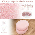 Otoman oval com assento acolchoado rosa e base oval com almofadas antiderrapantes 44 x 35 x 35 cm — foto 7