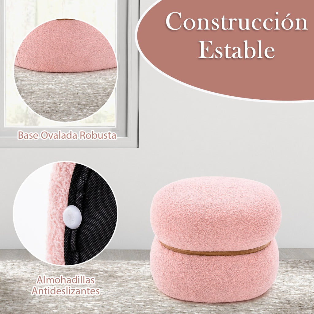 Otoman oval com assento acolchoado rosa e base oval com almofadas antiderrapantes 44 x 35 x 35 cm — foto 8