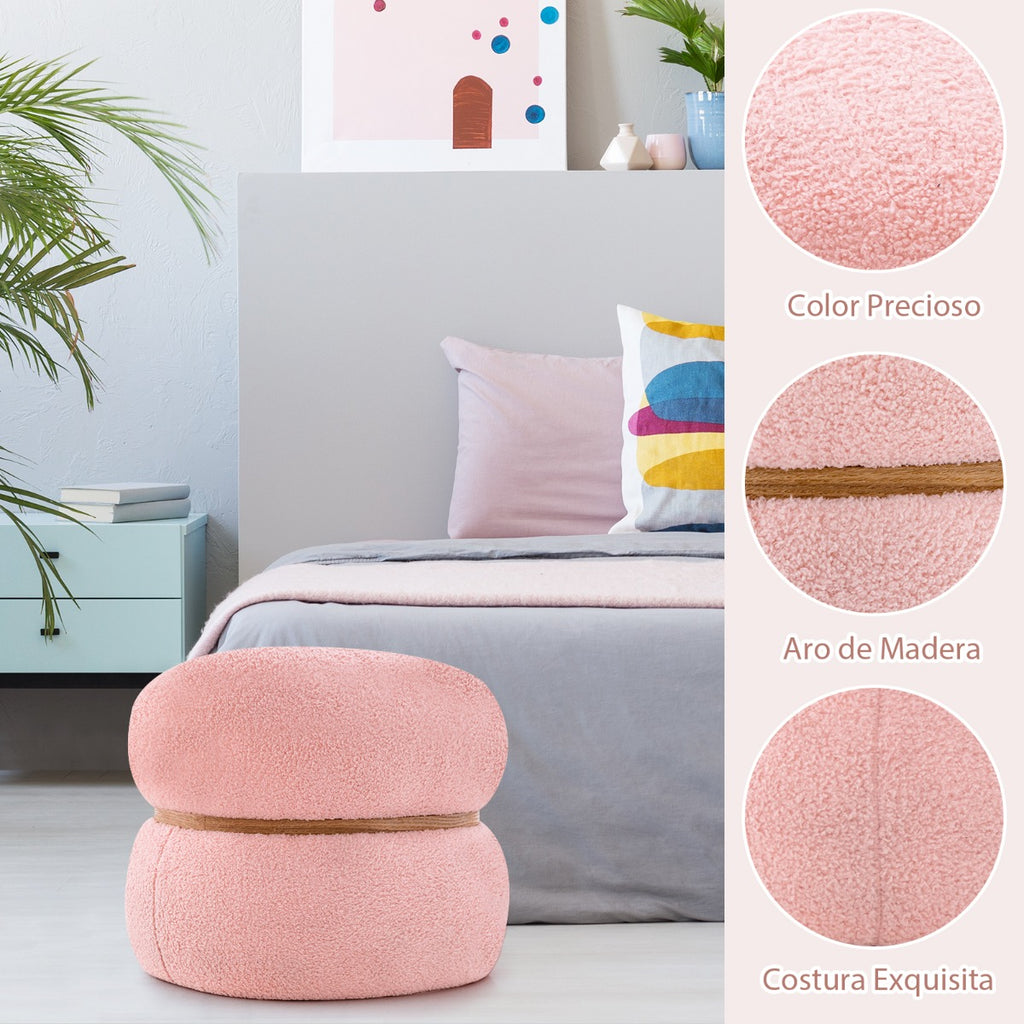 Otoman oval com assento acolchoado rosa e base oval com almofadas antiderrapantes 44 x 35 x 35 cm — foto 9