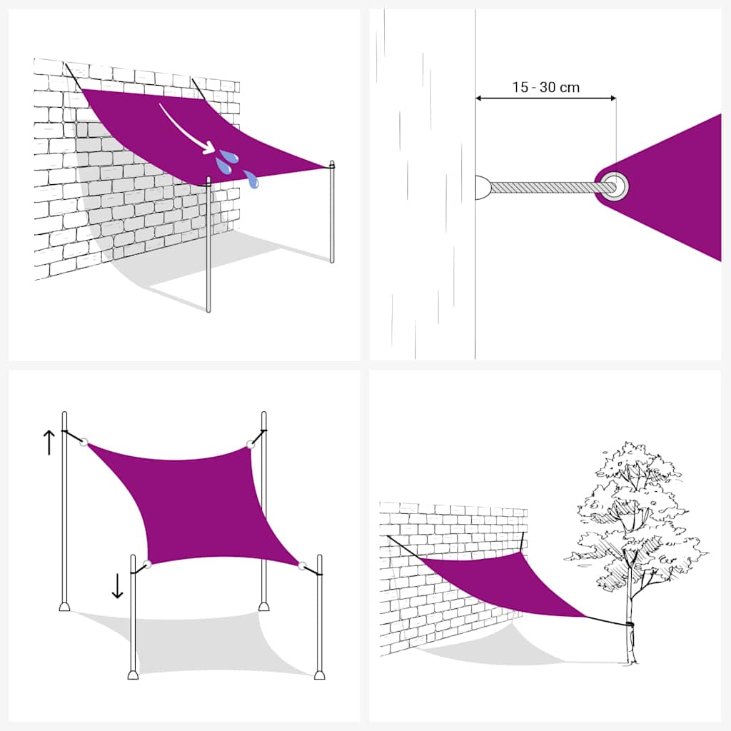 Para-sol retangular 400x700 cm tecido Oxford branco — foto 7