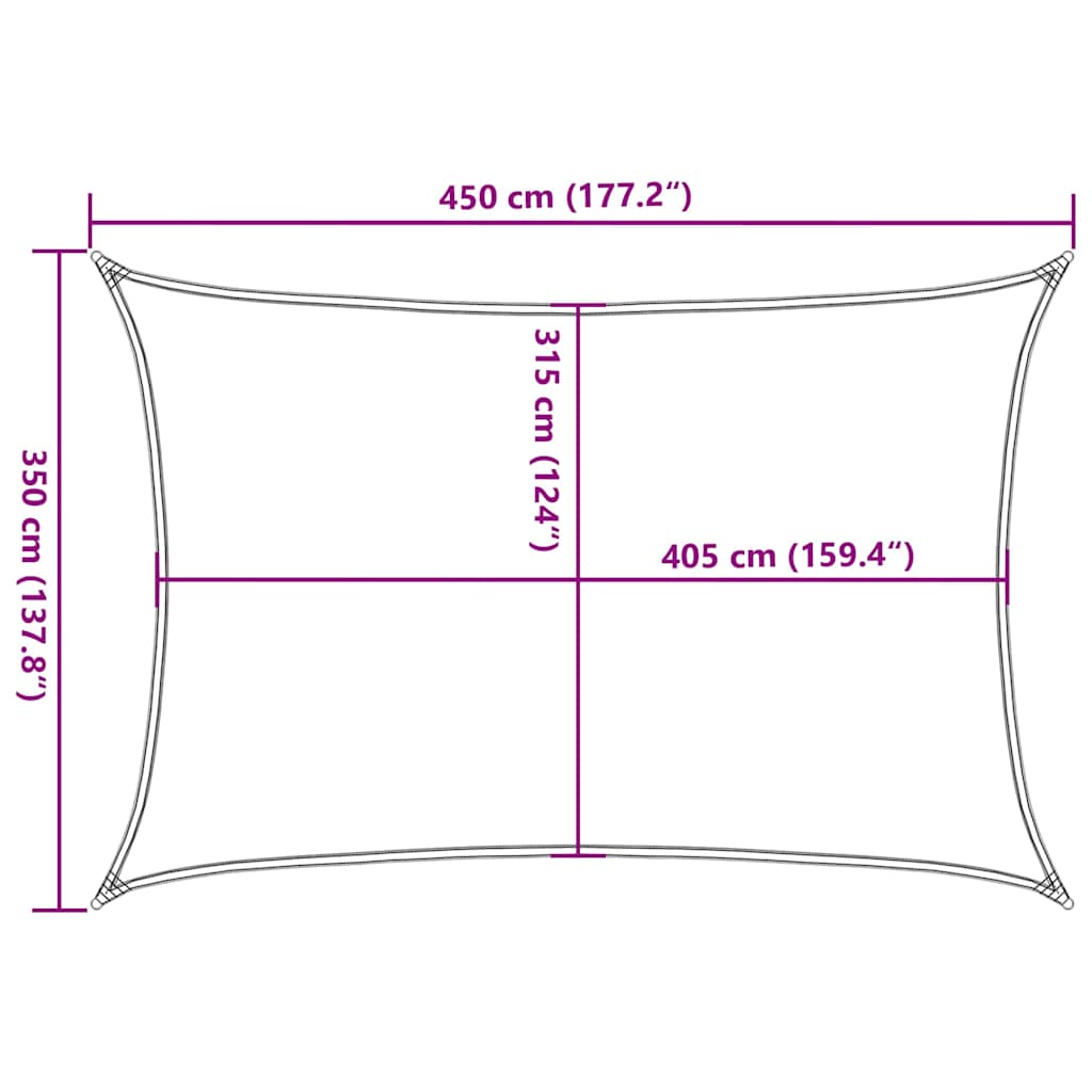 Para-sol retangular 450x350 cm PEAD branco resistente UV — foto 9