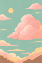 Nuvens rosa · Gouache · Quadro em tons pastel — pastel-nuvens-rosa-gouache_ver