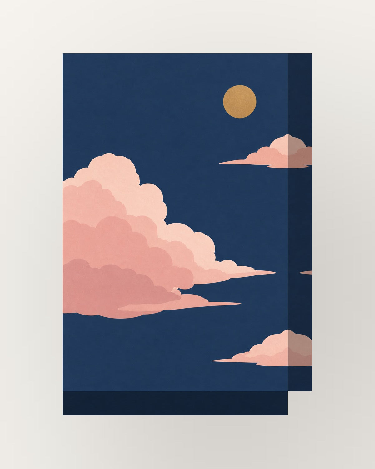 Nuvens rosa · Minimalista · Quadro em tons pastel — acabamento:thick