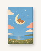 Urso e lua · Gouache · Quadro em tons pastel — pastel-urso-e-lua-gouache_ver_cartao