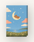 Urso e lua · Gouache · Quadro em tons pastel — acabamento:slim