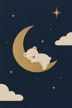 Urso e lua · Minimalista · Quadro em tons pastel — pastel-urso-e-lua-minimal_ver
