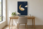 Urso e lua · Minimalista · Quadro em tons pastel — pastel-urso-e-lua-minimal_ver_50x70_escritorio