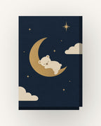 Urso e lua · Minimalista · Quadro em tons pastel — acabamento:slim