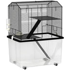Gaiola para Hamster com Base Funda, Plataforma, Comedouro, Bebedouro, Rampa e Rodas 57x43x74 cm Preto — foto 1