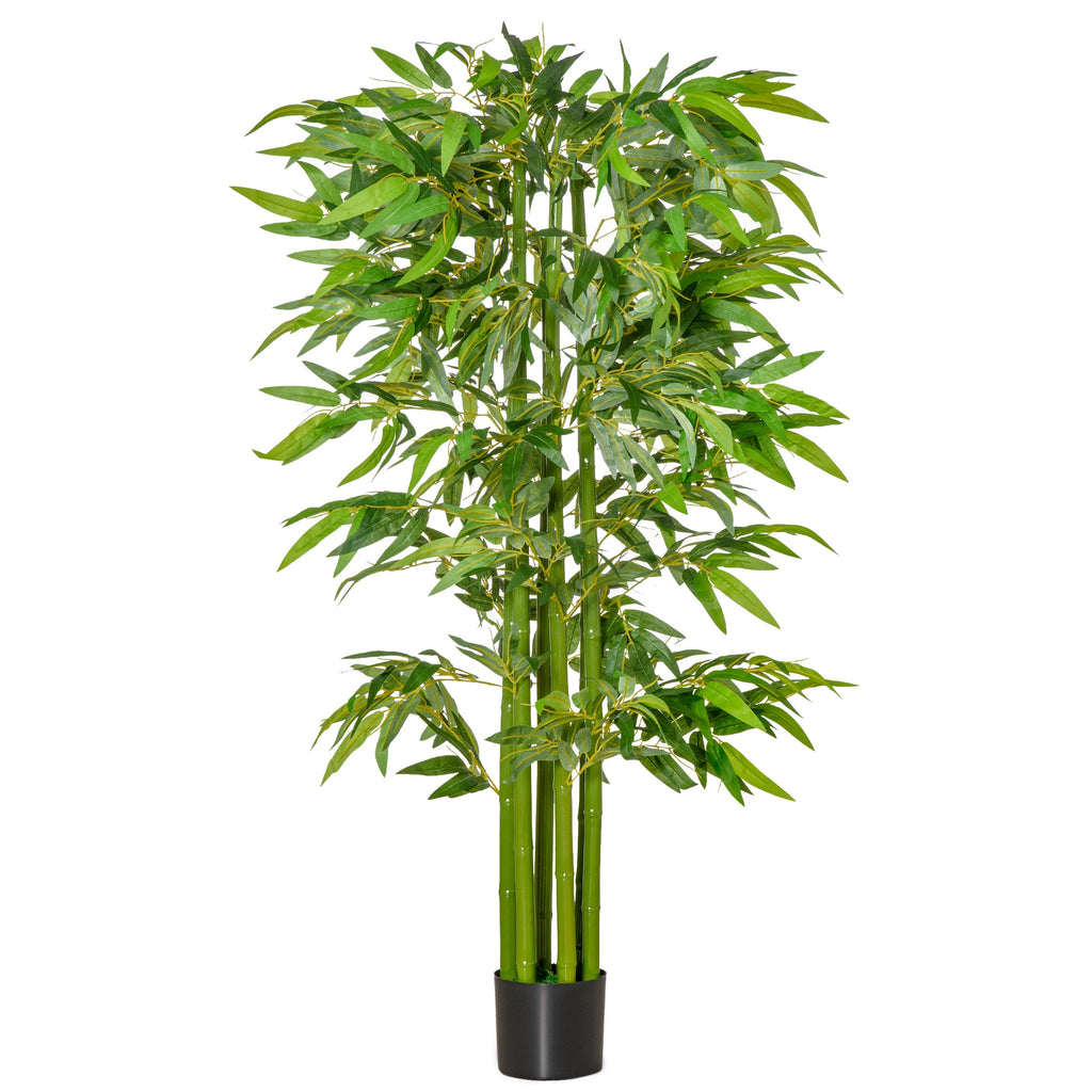 Planta Artificial 160 cm Bambu Artificial com 975 Folhas e Vaso Planta Artificial Decorativa para Interior e Exterior Casa Sala de Estar Escritório Verde — foto 1